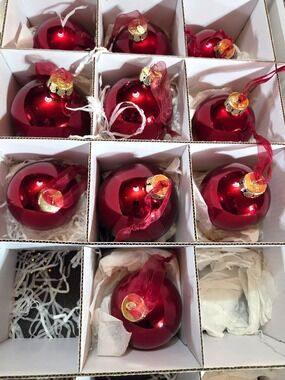 Frontgate Christmas Ornament 10 Deep Red/Burgundy Glass Round 3 Sizes